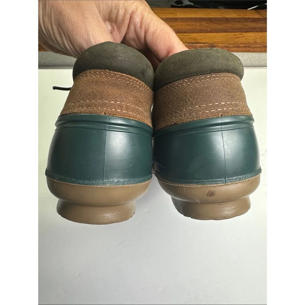 LaCrosse Men's Green Brown Leather & Rubber Duck Ankle Boots, Made in USA Size 8
